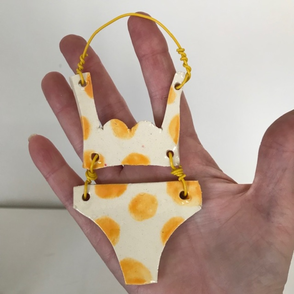 Bikini Ornament Handmade Christmas Yellow Wall Art